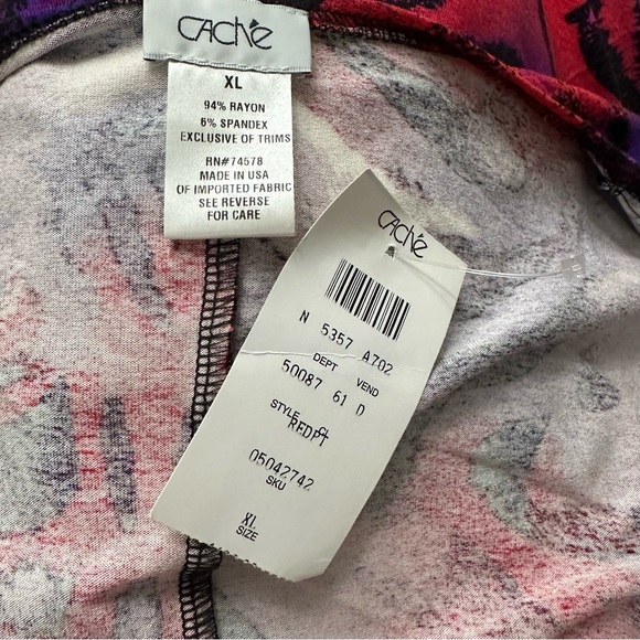 Cache Red and Purple Abstract Midi Dress - Picture 2 of 8